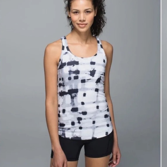 Lululemon Studio Racerback Ghost Weave White Black Size 6 - Picture 1 of 13